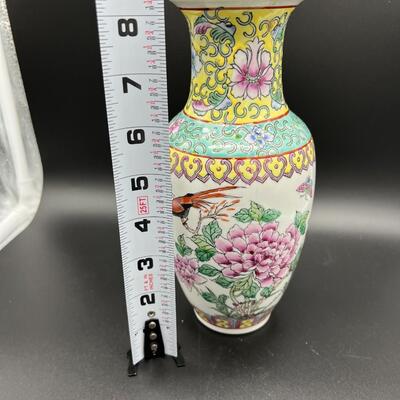 Beautiful Hand Painted Glazed Porcelain Vase with Red Chinese Stamp