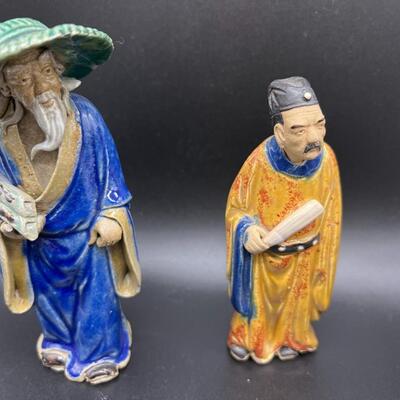 Lot of 10 Antique and Vintage Chinese Mud Men Clay Figurines