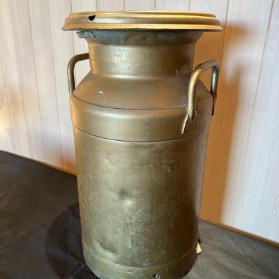 Antique Brass Lidded Milk Container with Handles
