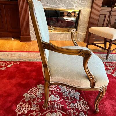 Beautiful Antique Wood Armchair with Cream Fabric