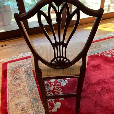 Antique Art Deco Art Nouveau Wood Dining or Desk Chair with Fabric Seat