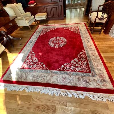 Gorgeous 8 x 10 ft Red and Cream Asian Style 100% Wool Hand Knotted Area Rug