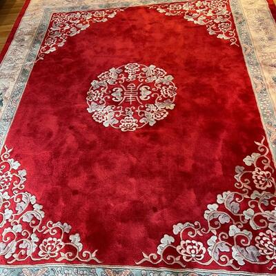 Gorgeous 8 x 10 ft Red and Cream Asian Style 100% Wool Hand Knotted Area Rug