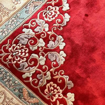 Gorgeous 8 x 10 ft Red and Cream Asian Style 100% Wool Hand Knotted Area Rug