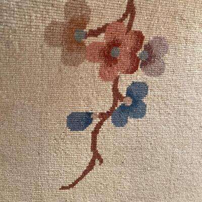 Large 10 x 16 ft MER Hand Knotted 100% Wool Cream and Floral Motif Area Rug