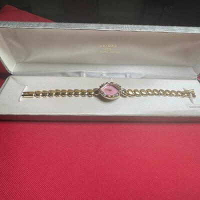 18kt Gold & Sterling Ladies watch / diamond face