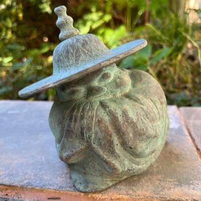 Small Cast Iron Asian Outdoor Garden Gnome Wiseman Statue