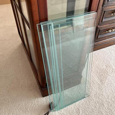Tall Fruitwood Union-National Inc Fine Furniture Wood and Glass Lighted Display Cabinet
