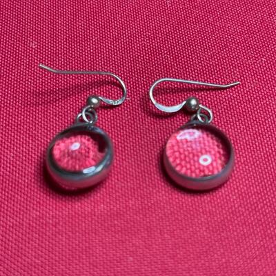 glass rounds & sterling earrings