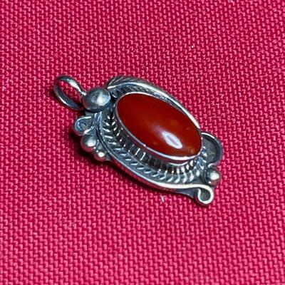 Sterling and coral pendant