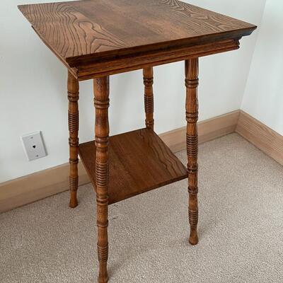 Lovely Antique Carved Wood Leg End Table with Square Top