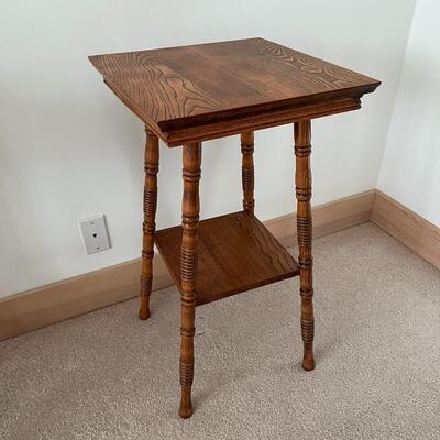 Lovely Antique Carved Wood Leg End Table with Square Top