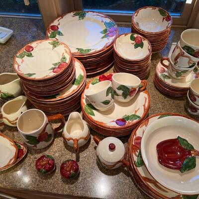Large Lot of Hand Decorated Franciscan Ware Apple California USA Plates and Cups and Bowls