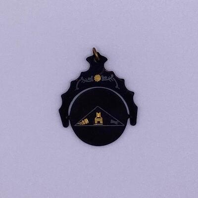 Antique 1910’s Masonic Emblems Damascene Inlaid Watch Fob Spinner