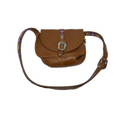 Vintage Brown Shoulder Bag with Beaded Strap