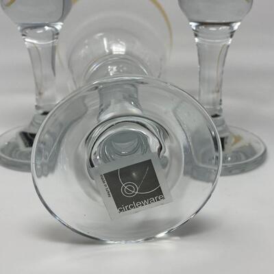Set of Four 24K Gold Rimmed Crystal Circleware Goblets