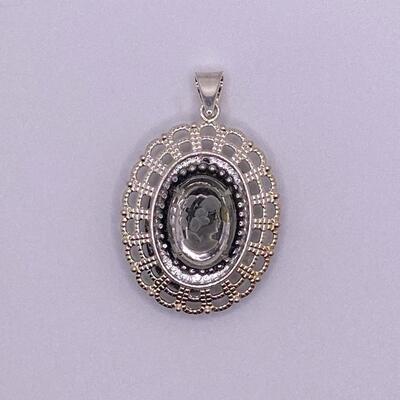 Silver Tone Double-Sided Cameo Pendant