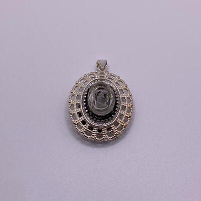 Silver Tone Double-Sided Cameo Pendant