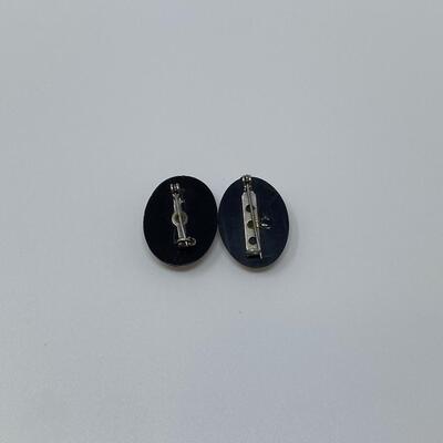 Two Black Carved Cameo Pins/Brooches