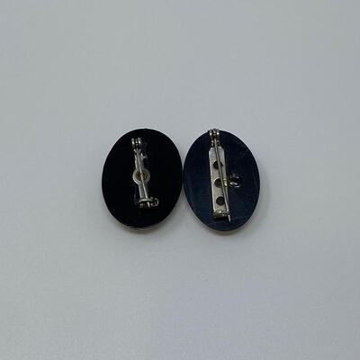 Two Black Carved Cameo Pins/Brooches