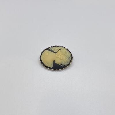 Vintage Black Cameo Pin