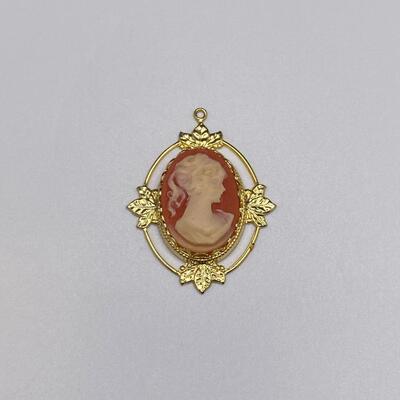 Vintage Gold Tone and OmbrÃ© Colored Cameo Pendant