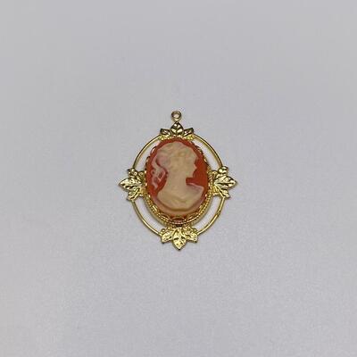 Vintage Gold Tone and OmbrÃ© Colored Cameo Pendant