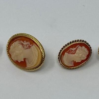 Two Vintage Pairs of Cameo Earrings