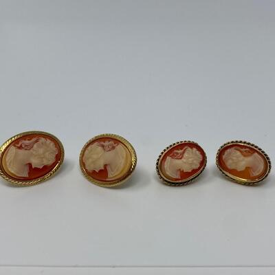 Two Vintage Pairs of Cameo Earrings