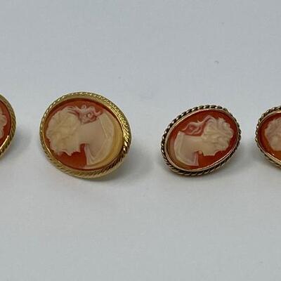 Two Vintage Pairs of Cameo Earrings