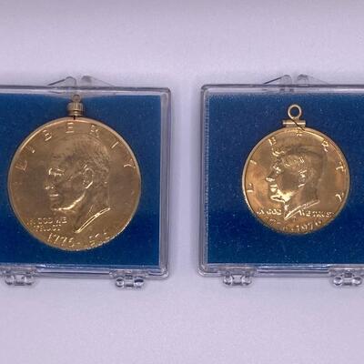 Two Gold Plated Commemorative Coins