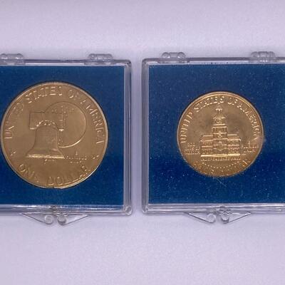 Two Gold Plated Commemorative Coins