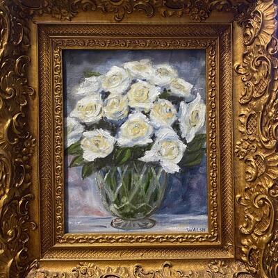 White Roses Art by Dorothy Walsh