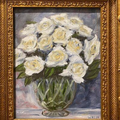 White Roses Art by Dorothy Walsh