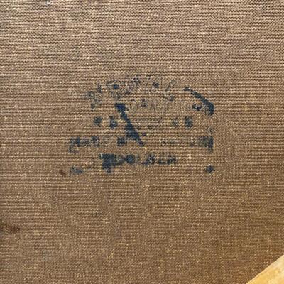 Mid Century Modern Large Wyman Ships Painting on Burlap Art