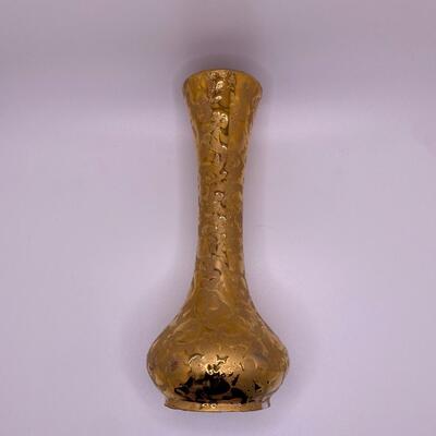 Vintage Dixon Art Studios Weeping Gold; 22kt Gold-Dipped/Painted Bud Vase 6.25â€T