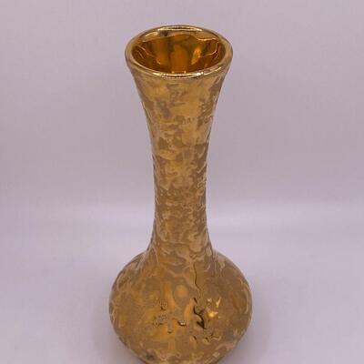 Vintage Dixon Art Studios Weeping Gold; 22kt Gold-Dipped/Painted Bud Vase 6.25â€T