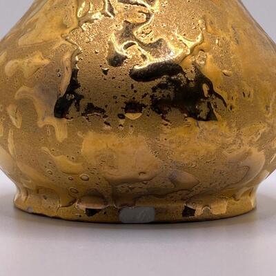 Vintage Dixon Art Studios Weeping Gold; 22kt Gold-Dipped/Painted Bud Vase 6.25â€T