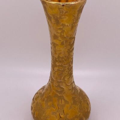 Vintage Dixon Art Studios Weeping Gold; 22kt Gold-Dipped/Painted Bud Vase 6.25â€T