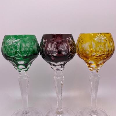 Three Minature Cut to Clear Crystal Hungarian Crystal Goblets