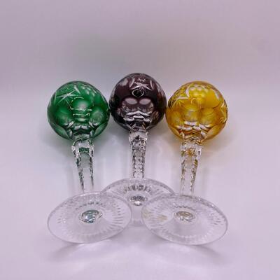 Three Minature Cut to Clear Crystal Hungarian Crystal Goblets