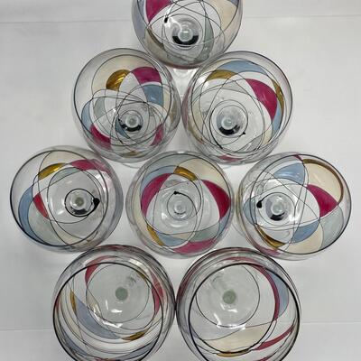 Set of Eight Romanian Luminescence Crystal Glasses