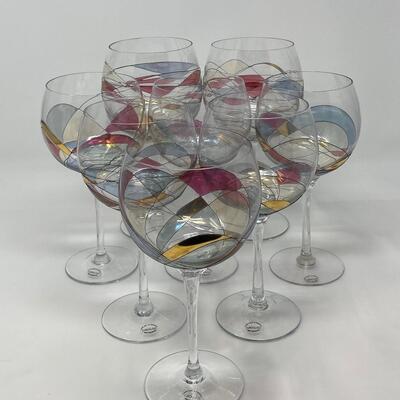 Set of Eight Romanian Luminescence Crystal Glasses