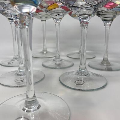 Set of Eight Romanian Luminescence Crystal Glasses