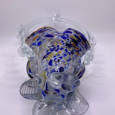 Venetian Style Glass Basket Multi-Color