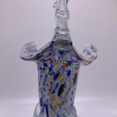 Venetian Style Glass Basket Multi-Color