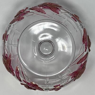 Vintage Lidded Glass and Ruby Rose Candy Bowl