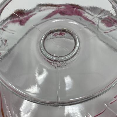 Vintage Lidded Glass and Ruby Rose Candy Bowl