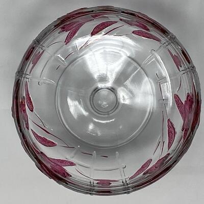 Vintage Lidded Glass and Ruby Rose Candy Bowl