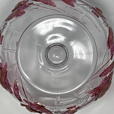 Vintage Lidded Glass and Ruby Rose Candy Bowl
